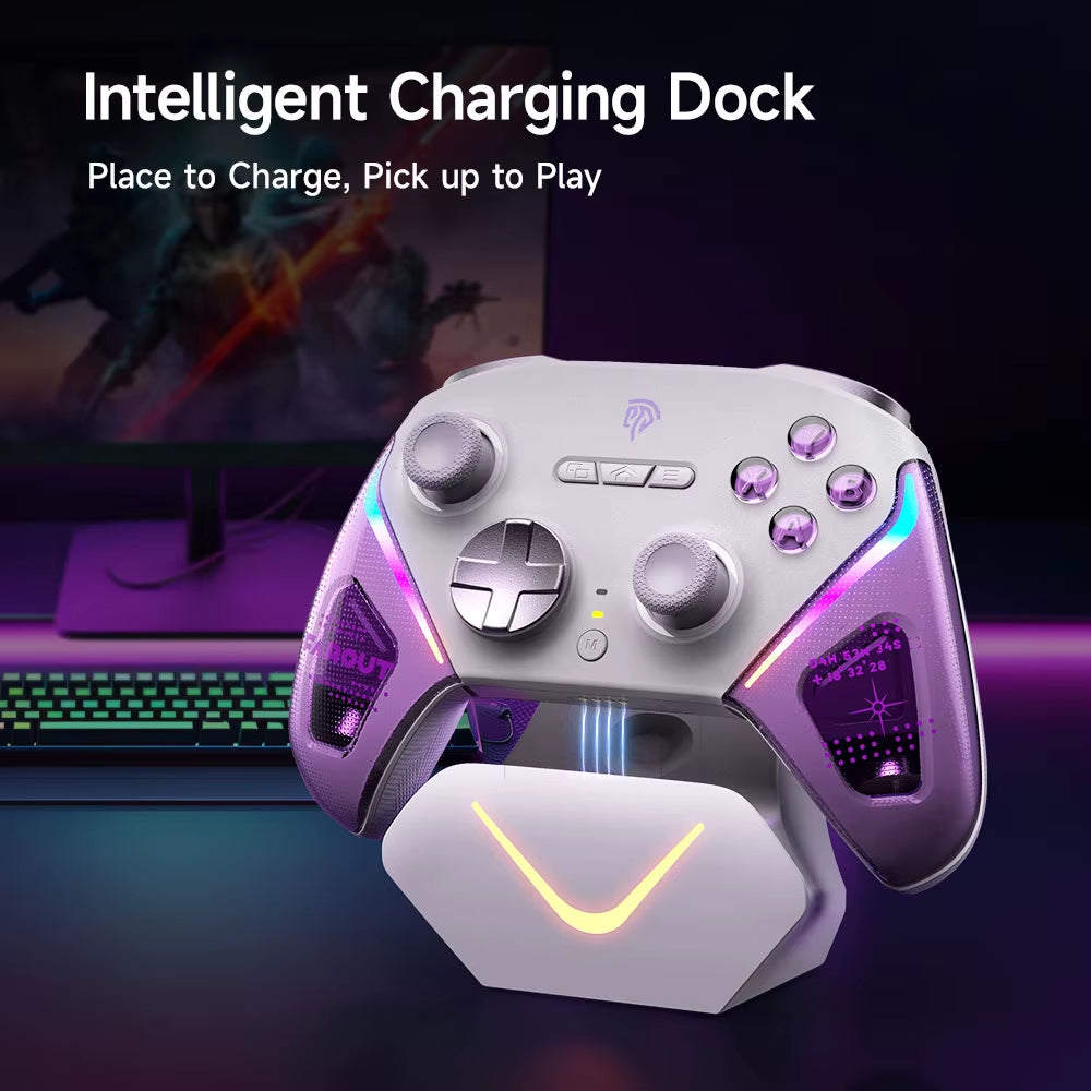 Easysmx D10 Wireless Gamepd TMR Sticks Charging Dock Controller Compatible with Pc/Switch/Phone/Steam/Tv, Dual-Mode Triggers