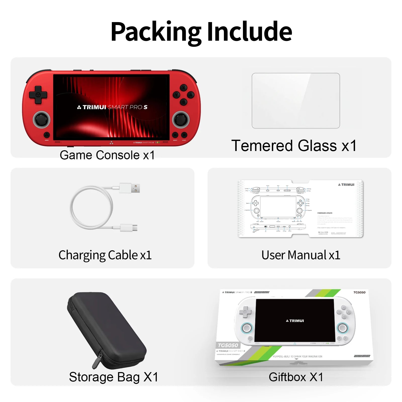 Console de jeu portable BOYHOM Trimui Smart Pro S TG5050 - Idéale pour N64/PSP, processeur octa-core 2,0 GHz, écran IPS 4,96 pouces, batterie 5000 mAh