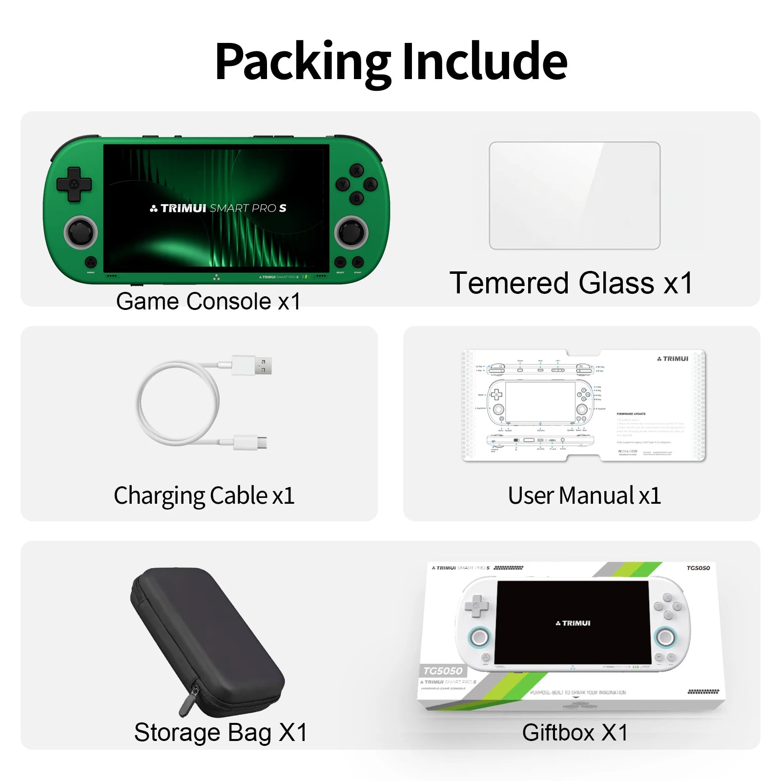 Console de jeu portable BOYHOM Trimui Smart Pro S TG5050 - Idéale pour N64/PSP, processeur octa-core 2,0 GHz, écran IPS 4,96 pouces, batterie 5000 mAh