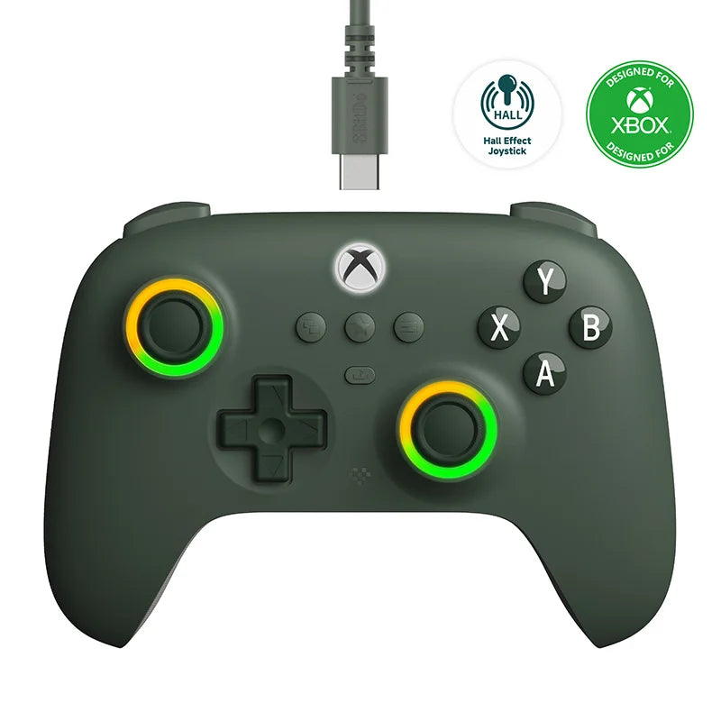 Contrôleur de jeu filaire 8BitDo Ultimate C pour Xbox, anneau de feu d'éclairage RVB et manettes à effet Hall, Windows 10/11