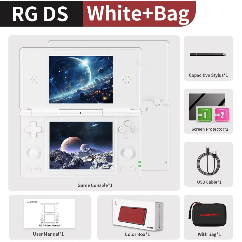 Anbernic RG DS Console de jeu vidéo rétro Android 14 4 pouces IPS double écran multi-touch lecteur de jeu à rabat RGDS pour cadeau de noël