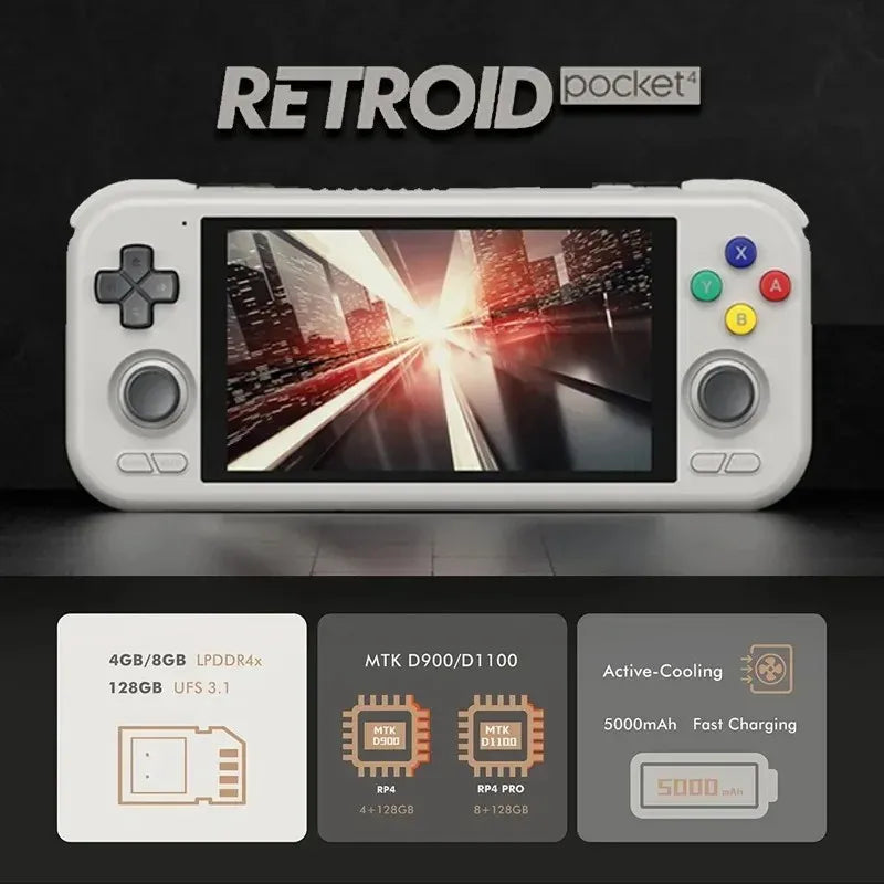 Console de jeu Retroid Pocket 4 Pro, console de jeu, consoles de jeux vidéo rétro, écran tactile 4.7 pouces, 8 Go + 128 Go, Android 13, PSP, PS2, RP 4Pro