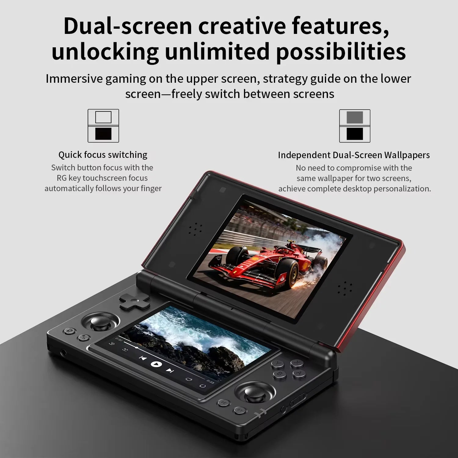 Anbernic RG DS Console de jeu vidéo rétro Android 14 4 pouces IPS double écran multi-touch lecteur de jeu à rabat RGDS pour cadeau de noël