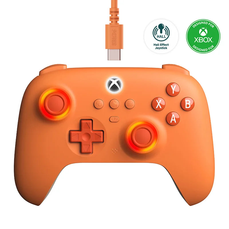 Contrôleur de jeu filaire 8BitDo Ultimate C pour Xbox, anneau de feu d'éclairage RVB et manettes à effet Hall, Windows 10/11