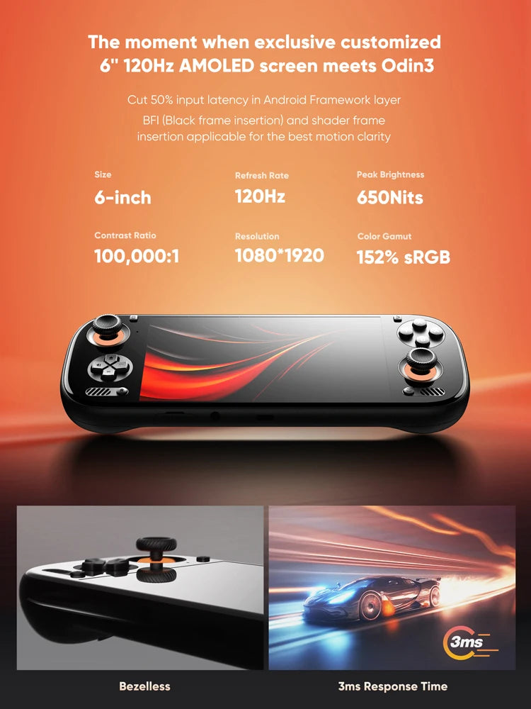 AYN Odin 3 Android portable 6 '' 1080p AMOLED écran console de jeu portable