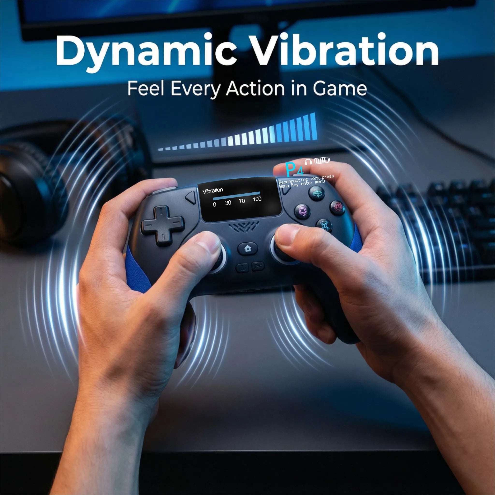 Contrôleur de jeu sans fil multifonction avec écran LCD pour PC PS4 Switch Steam Android IOS anti-dérapant G