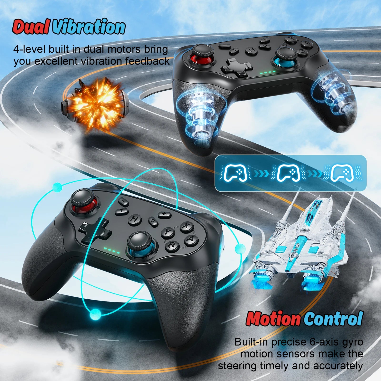 Contrôleur sans fil pour Pc/Switch/Oled/Ios/Android manette de jeu Bluetooth contrôleur de jeu Turbo Console de contrôle des vibrations à distance